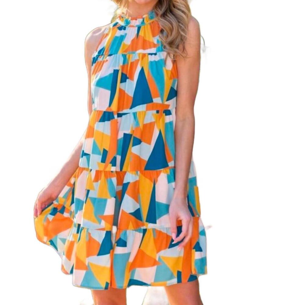 NEW HAILEY & CO geometric mini dress in teal